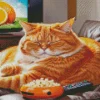 Sleepy Fat Orange Cat Diamond Painting