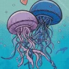 Two Blue And Pink Jellyfish Diamond Painting