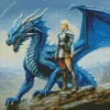 Warrior Girl And Dragon Diamond Painting