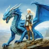 Warrior Girl And Dragon Diamond Painting