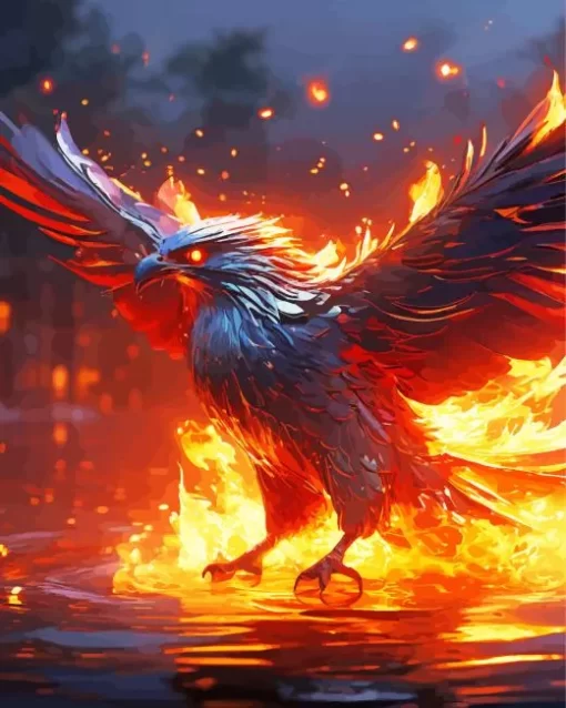 Water And Fire Phoenix Diamond Painting