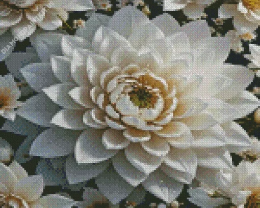 White Flower Diamond Painting