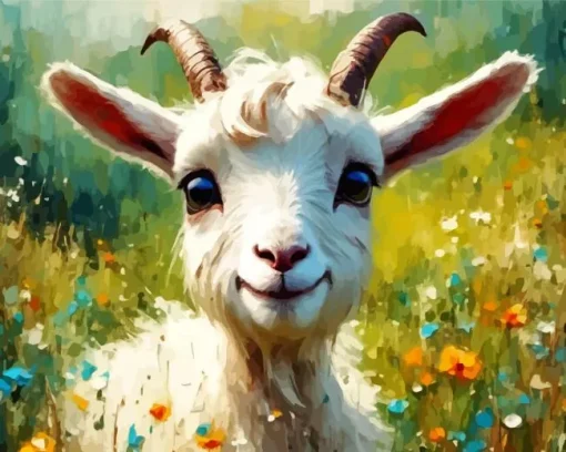 White Goat Art Diamond Painting