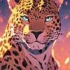 Anime Blue Eyed Leopard Diamond Painting