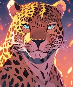 Anime Blue Eyed Leopard Diamond Painting