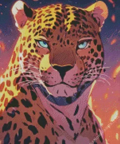 Anime Blue Eyed Leopard Diamond Painting