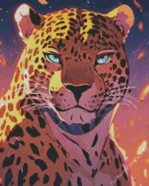 Anime Blue Eyed Leopard Diamond Painting