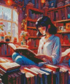 Anime Bookish Girl Diamond Painting