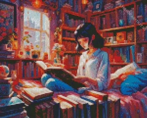 Anime Bookish Girl Diamond Painting