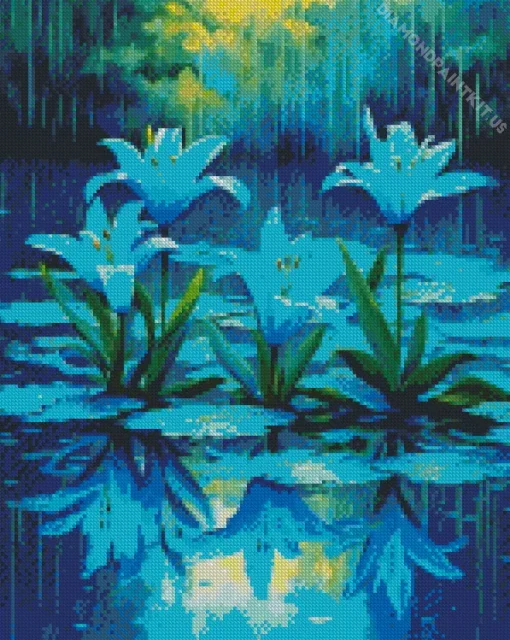 Blue Lilies Diamond Painting