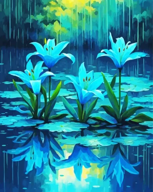 Blue Lilies Diamond Painting