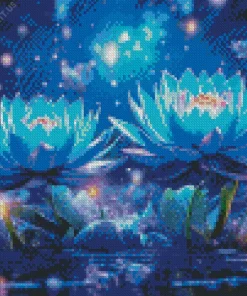 Blue Lotus Flowers Diamond Painting