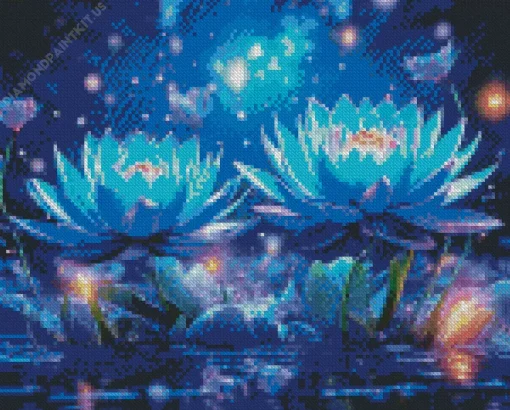 Blue Lotus Flowers Diamond Painting