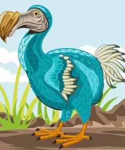 Cartoon Blue Dodo Bird Diamond Painting