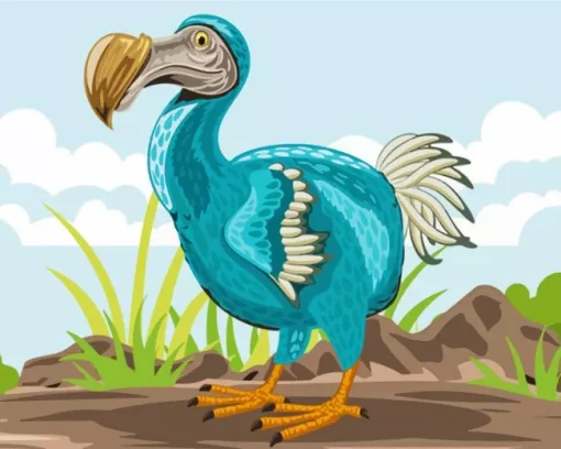 Cartoon Blue Dodo Bird Diamond Painting