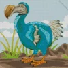 Cartoon Blue Dodo Bird Diamond Painting