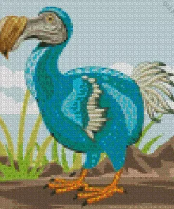 Cartoon Blue Dodo Bird Diamond Painting