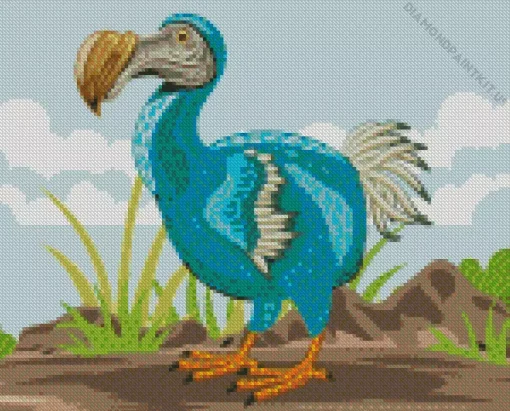 Cartoon Blue Dodo Bird Diamond Painting