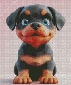 Cartoon Blue Eyed Rottweiler Diamond Painting