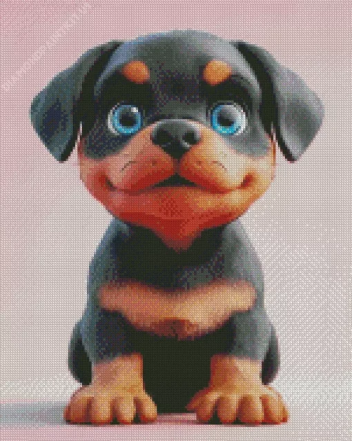 Cartoon Blue Eyed Rottweiler Diamond Painting