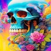 Floral Blue Skull Diamond Painting