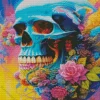 Floral Blue Skull Diamond Painting