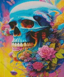 Floral Blue Skull Diamond Painting