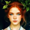 Girl with Blue Eyes And Red Hair Diamond Painting