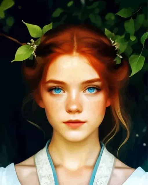 Girl with Blue Eyes And Red Hair Diamond Painting