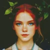 Girl with Blue Eyes And Red Hair Diamond Painting