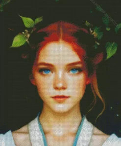 Girl with Blue Eyes And Red Hair Diamond Painting