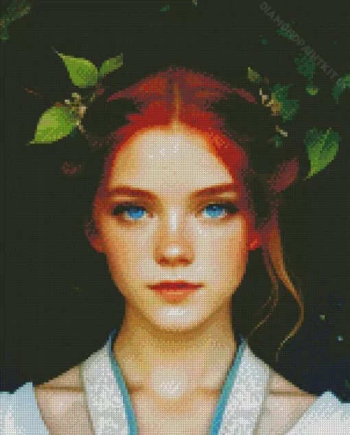 Girl with Blue Eyes And Red Hair Diamond Painting