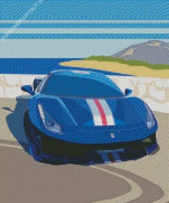 Illustration Blue Ferrari Diamond Painting