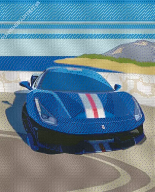 Illustration Blue Ferrari Diamond Painting