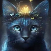 Magical Blue Eyed Black Cat Diamond Painting