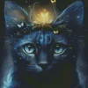 Magical Blue Eyed Black Cat Diamond Painting