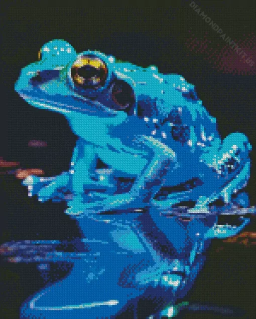 Neon Blue Frog Diamond Painting