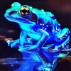 Neon Blue Frog Diamond Painting