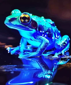 Neon Blue Frog Diamond Painting