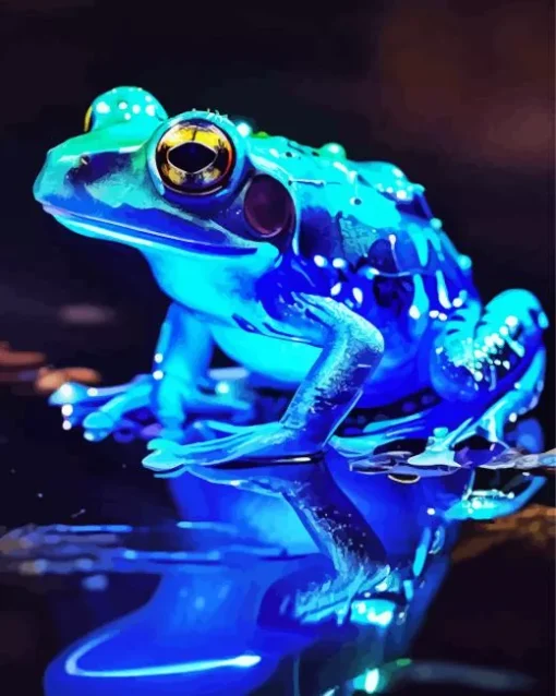 Neon Blue Frog Diamond Painting