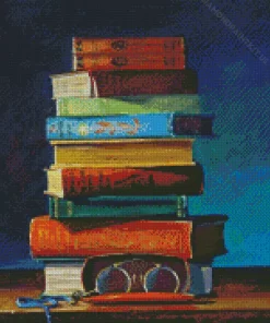 Stacked Vintage Books Diamond Painting