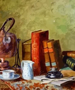 Still Life Teapot And Books Diamond Painting