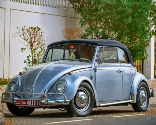 Vintage Blue Convertible Beetle Diamond Painting