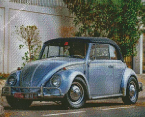 Vintage Blue Convertible Beetle Diamond Painting