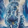 Wild Blue Eyed Snow Leopard Diamond Painting