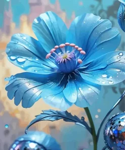 Aesthetic Blue Flower Art Diamond Painting