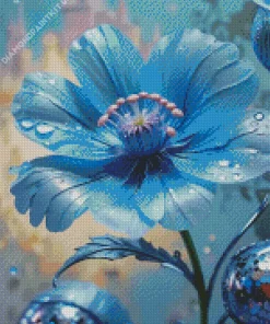 Aesthetic Blue Flower Art Diamond Painting