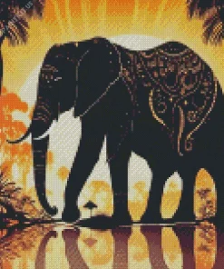 Aesthetic Elephant Silhouette Diamond Painting