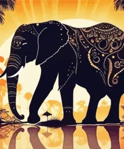 Aesthetic Elephant Silhouette Diamond Painting