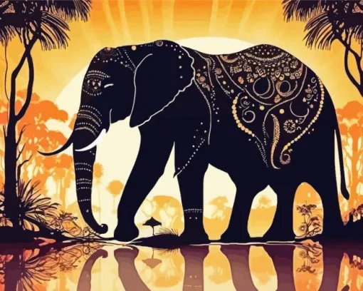 Aesthetic Elephant Silhouette Diamond Painting